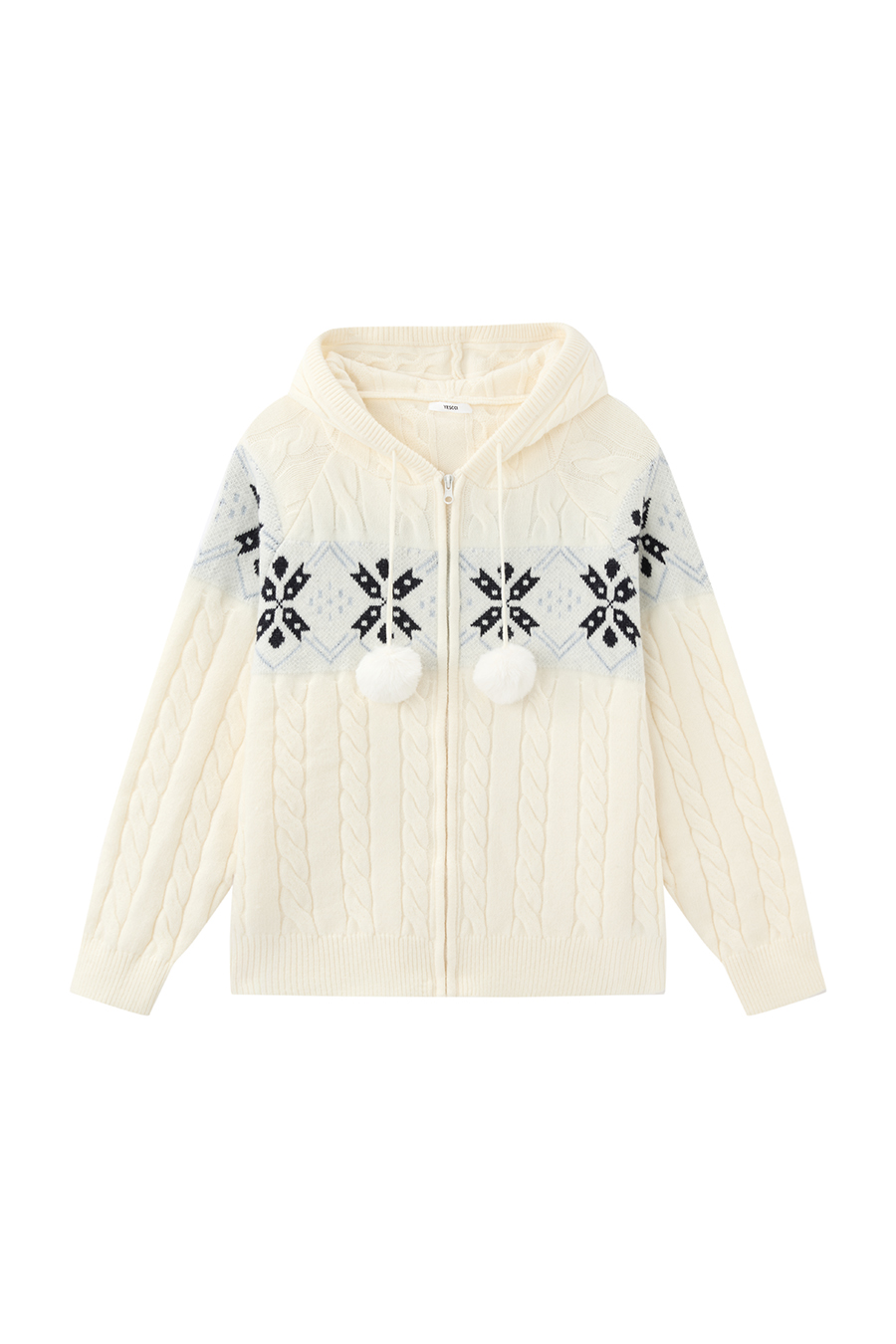 Fair Isle Knit Hooded Cardigan|yescci-YESCCI.com