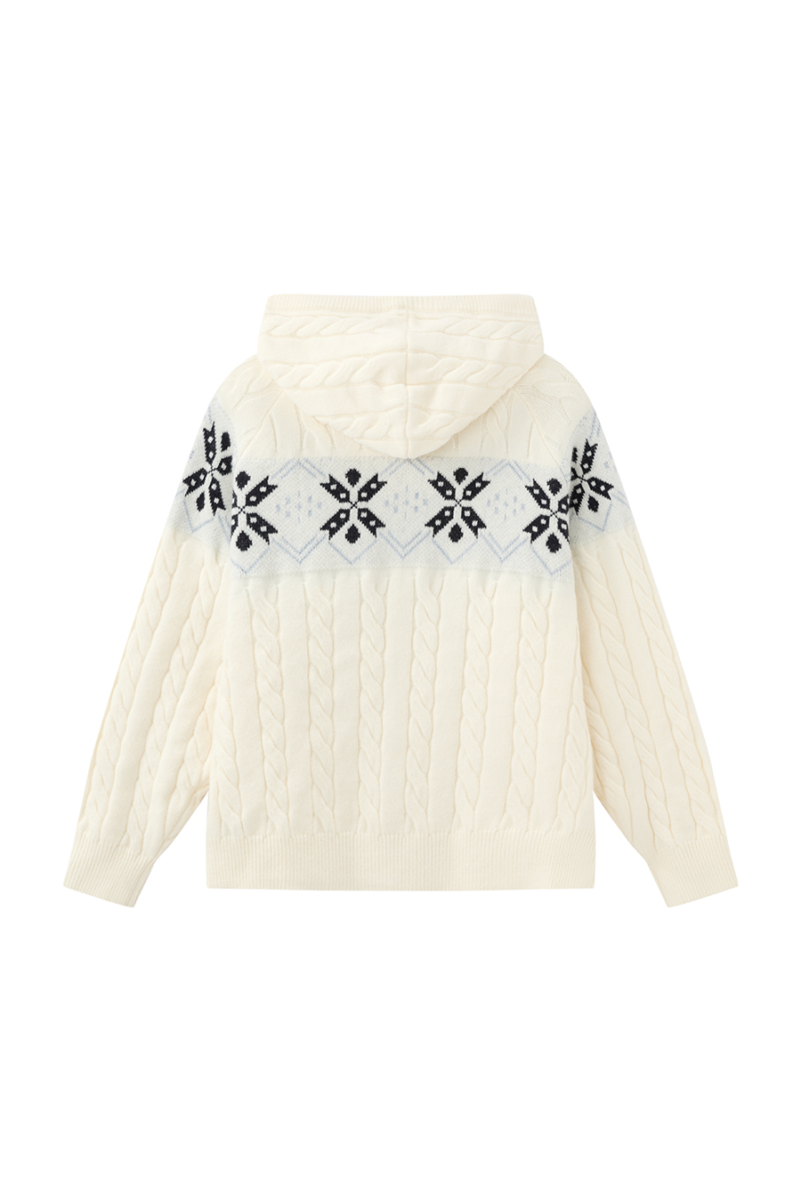 Fair Isle Knit Hooded Cardigan|yescci-YESCCI.com