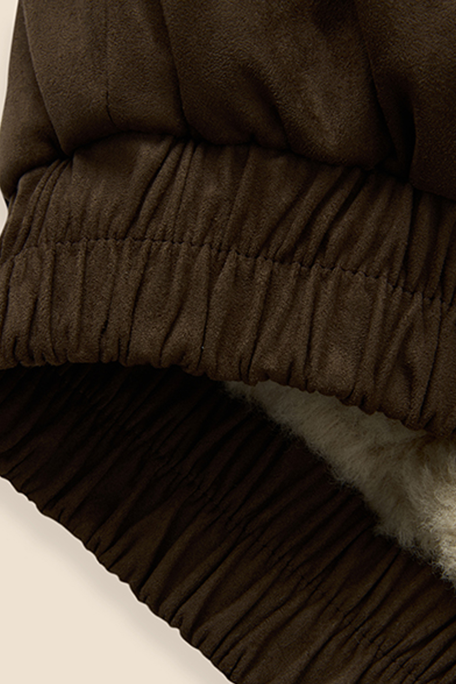 Shearling Trim Suede Jacket|yescci-YESCCI.com