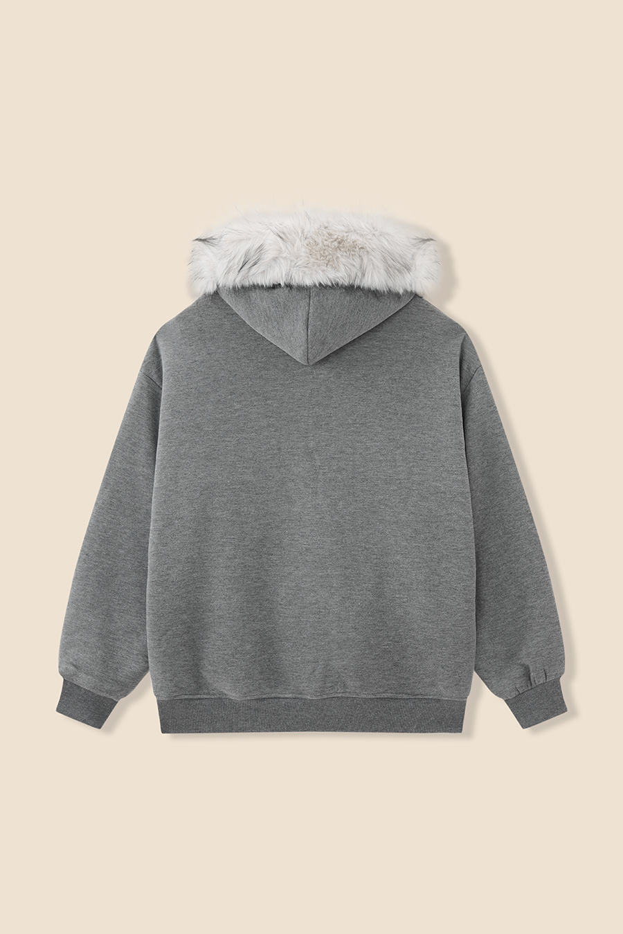 Fur Trim Zip-Up Hoodie|yescci-YESCCI.com