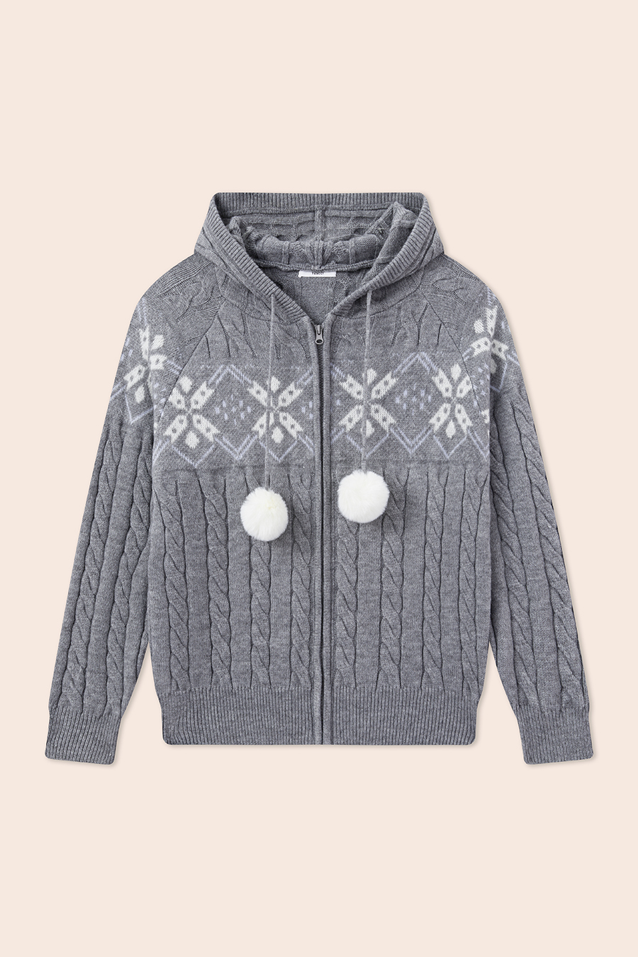 Fair Isle Knit Hooded Cardigan|yescci-YESCCI.com