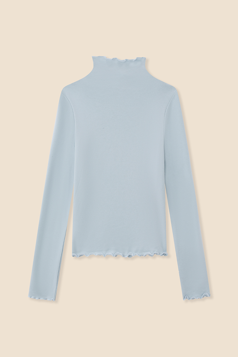 Casual Lettuce Trim High Neck Top|yescci-YESCCI.com