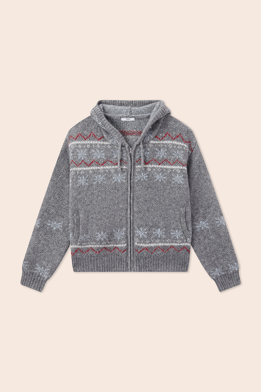 Fair Isle Knit Hooded Jacket|yescci-YESCCI.com