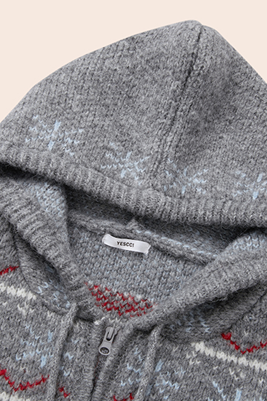 Fair Isle Knit Hooded Jacket|yescci-YESCCI.com