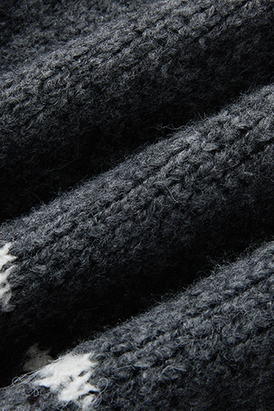 Fur Hood Fair Isle Knit Cardigan|yescci-YESCCI.com