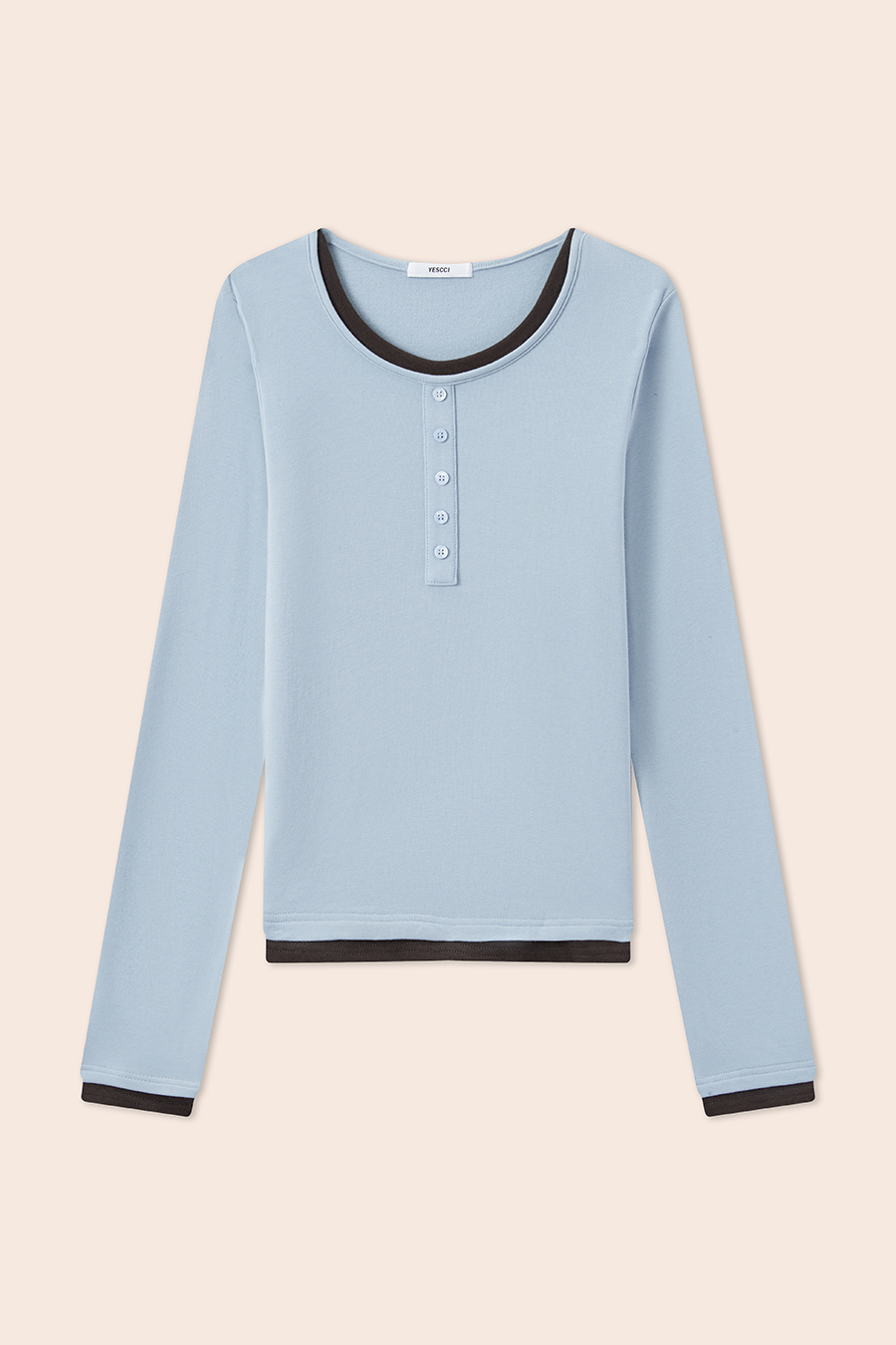 Button Detail Color Block Top|yescci-YESCCI.com