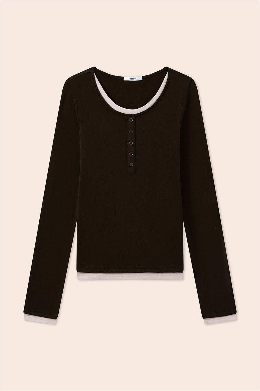 Button Detail Color Block Top|yescci-YESCCI.com