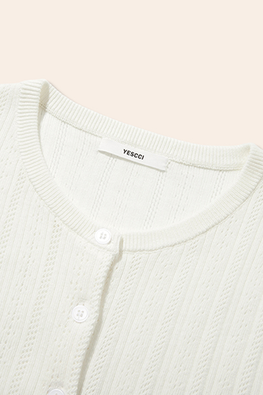 Textured Crew Neck Knit Cardigan|yescci-YESCCI.com