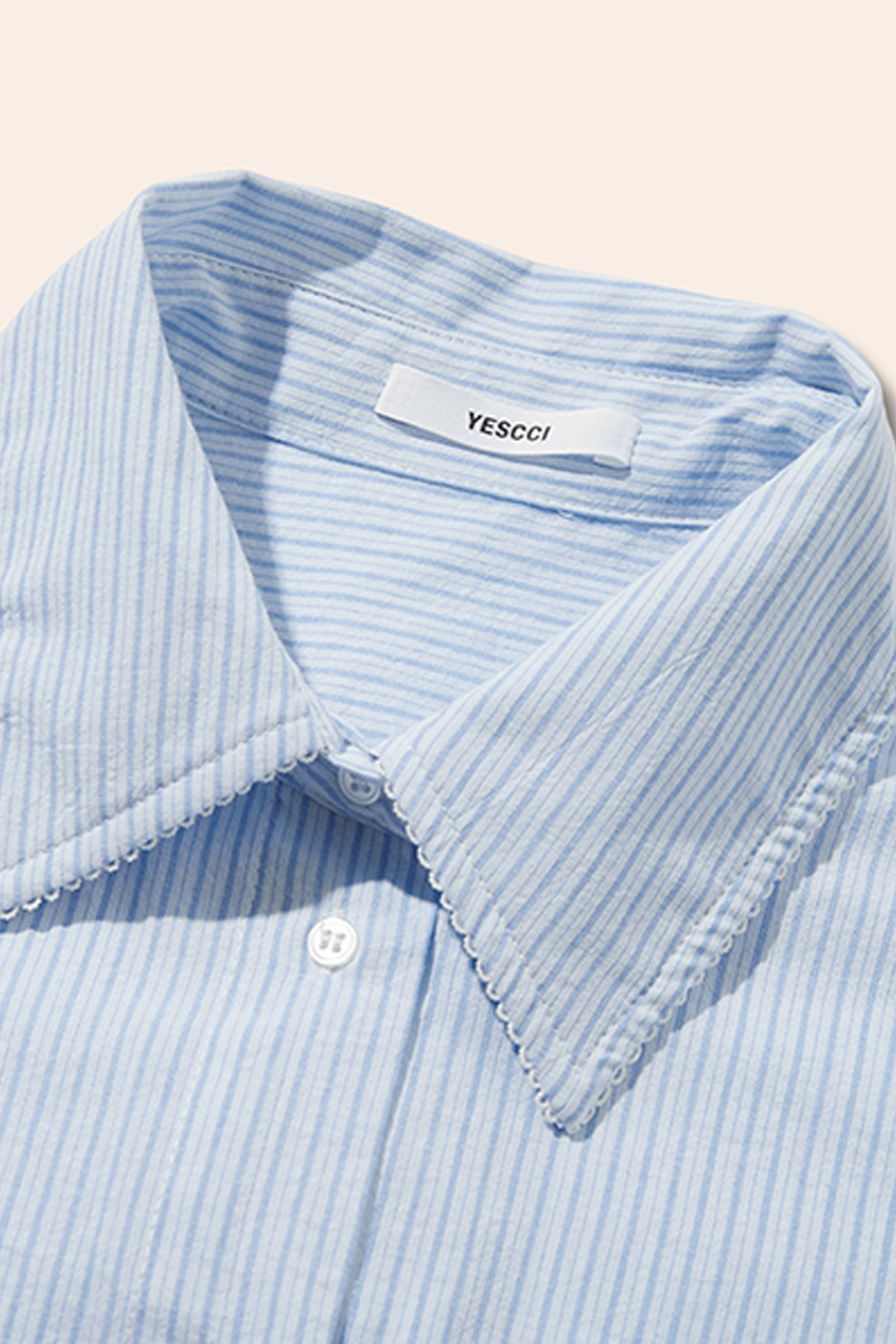 Striped Cropped Button-Down Shirt|yescci-YESCCI.com
