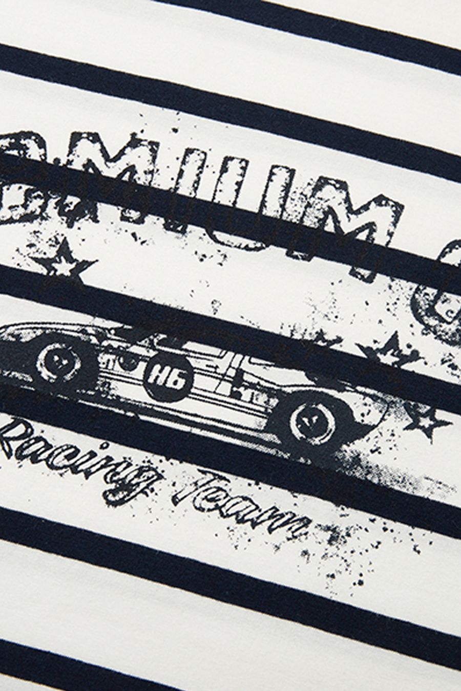Vintage Racing Graphic Striped Top|yescci-YESCCI.com