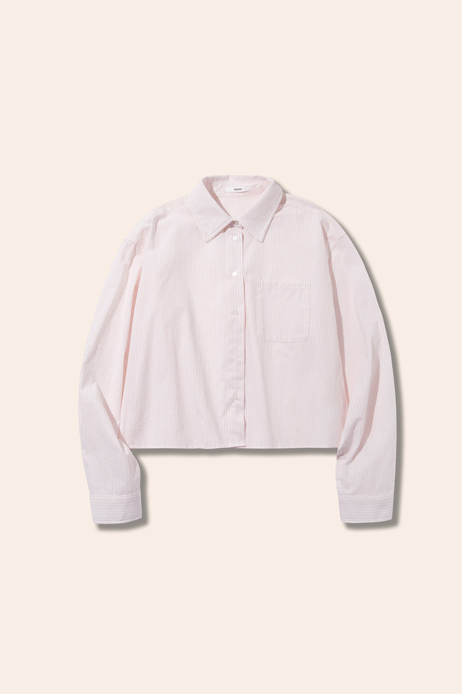 Striped Cropped Button-Down Shirt|yescci-YESCCI.com