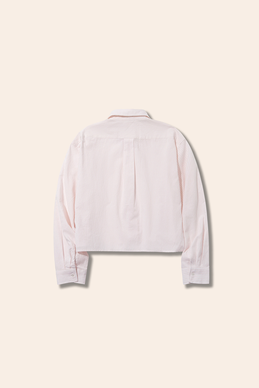 Striped Cropped Button-Down Shirt|yescci-YESCCI.com