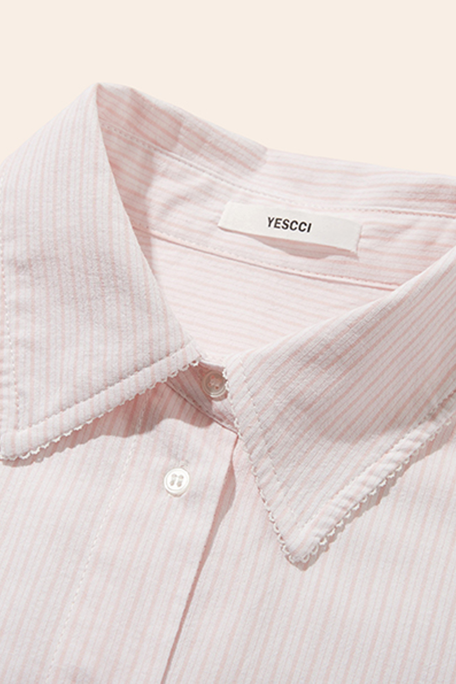 Striped Cropped Button-Down Shirt|yescci-YESCCI.com