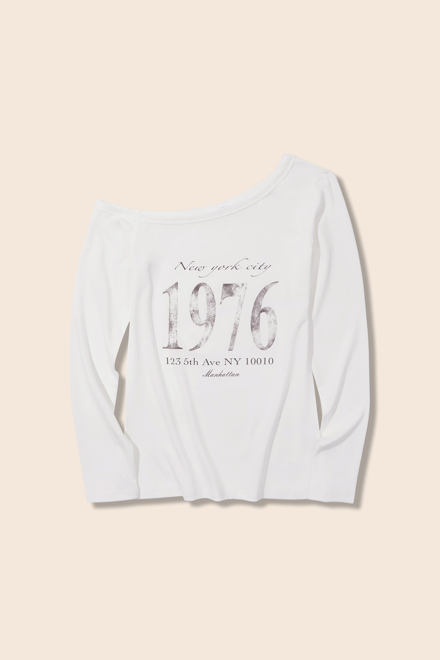 Slim Fit Printed Off-Shoulder Long Sleeve Top|yescci