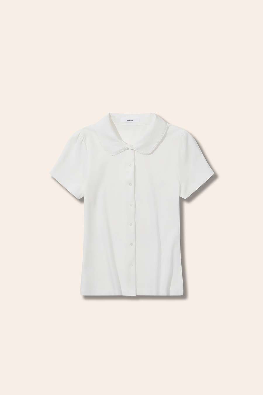 Lace Trim Peter Pan Collar Blouse|yescci-YESCCI.com