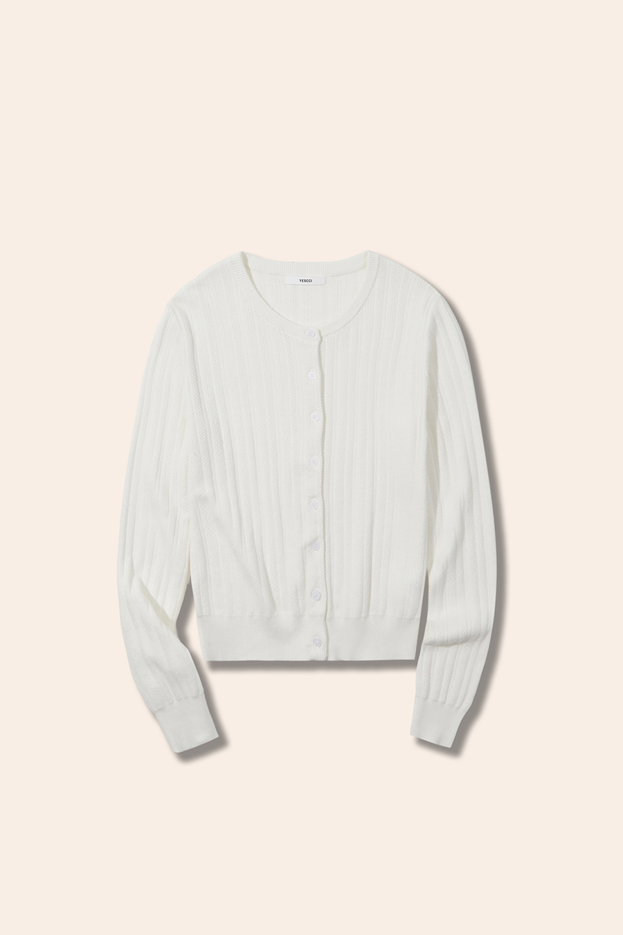 Textured Crew Neck Knit Cardigan|yescci-YESCCI.com