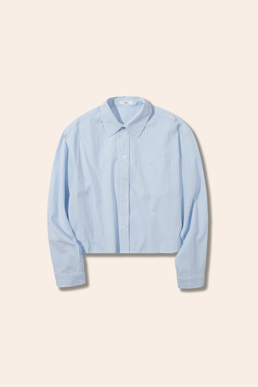 Striped Cropped Button-Down Shirt|yescci-YESCCI.com