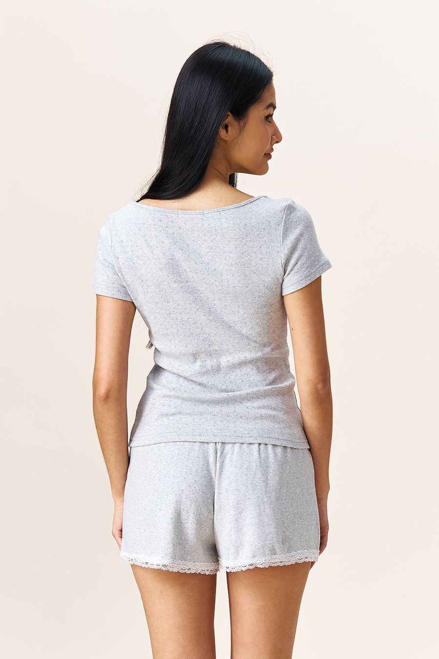Square Neck Short‑Sleeve Fitted Top