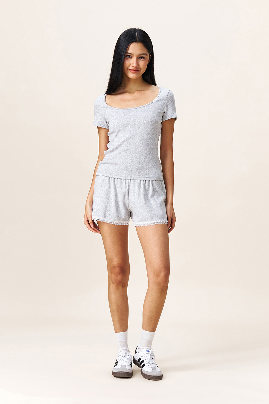 Square Neck Short‑Sleeve Fitted Top