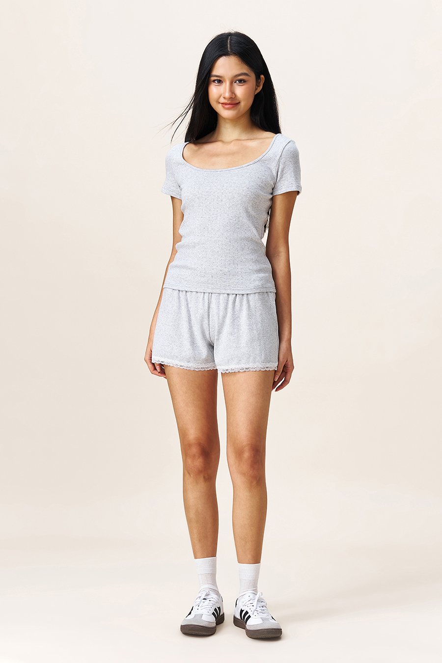 Square Neck Short‑Sleeve Fitted Top