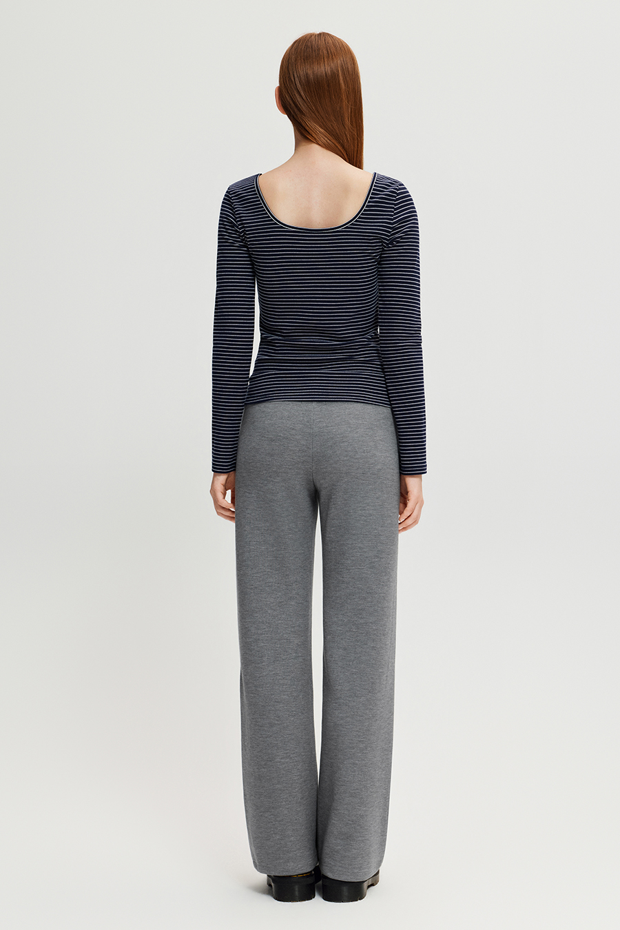 V-Neck Striped Slim Fit Long Sleeve Top|yescci