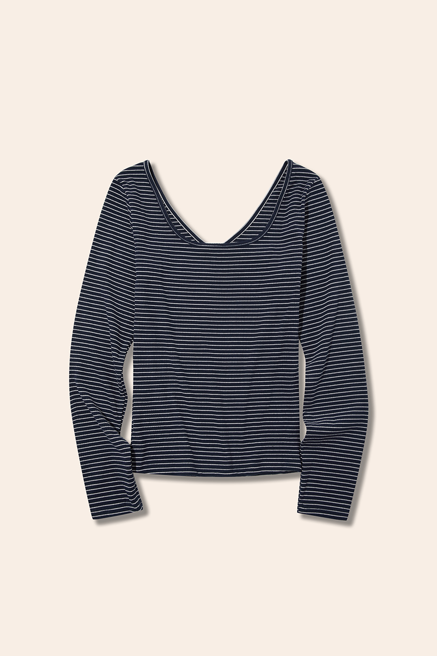 V-Neck Striped Slim Fit Long Sleeve Top|yescci
