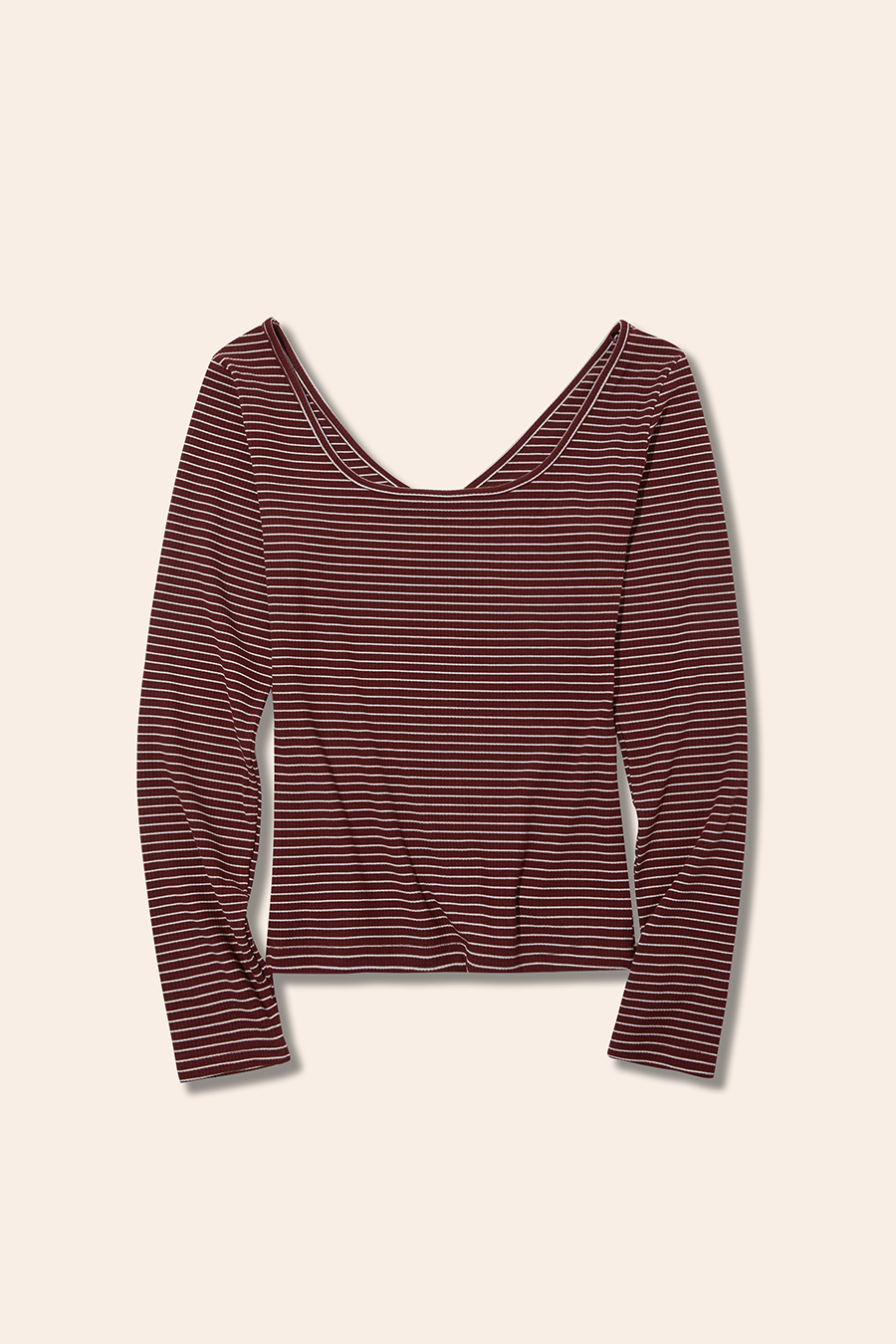 V-Neck Striped Slim Fit Long Sleeve Top|yescci