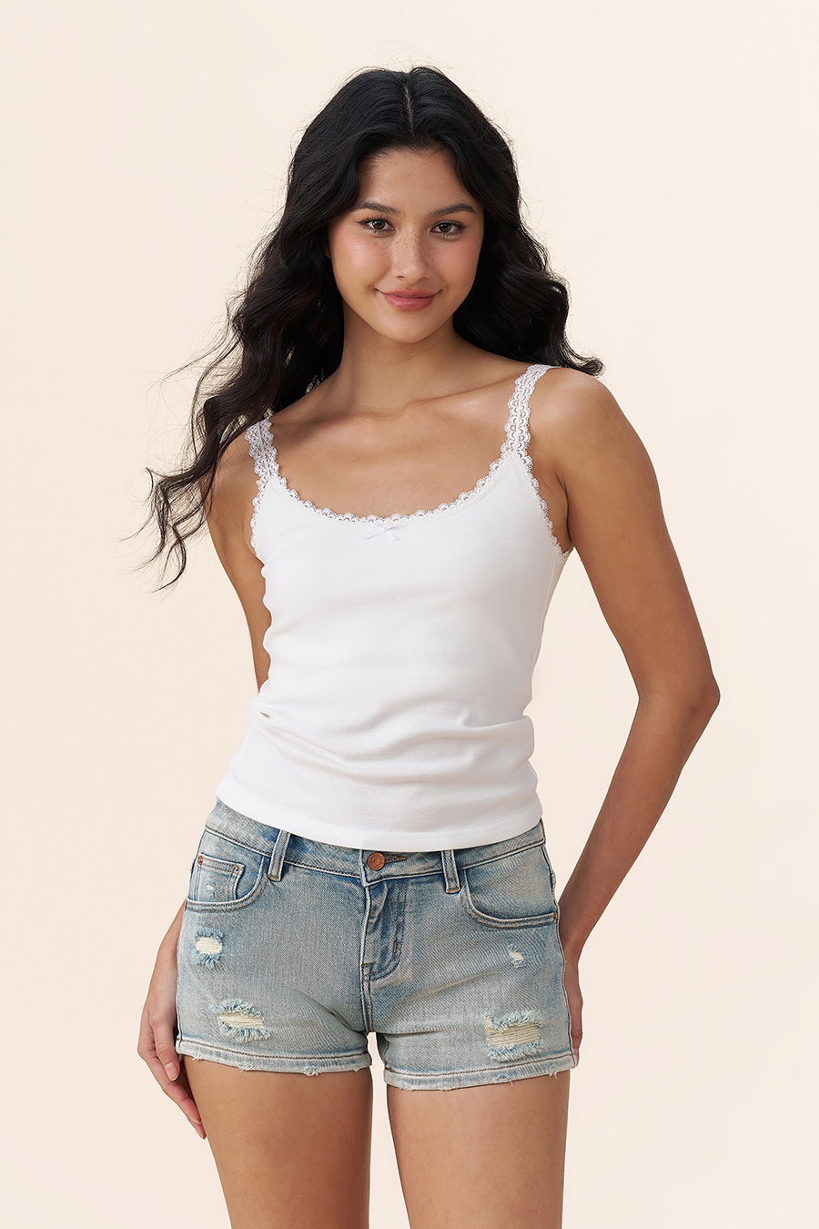 Lace Trim Cami Top|yescci
