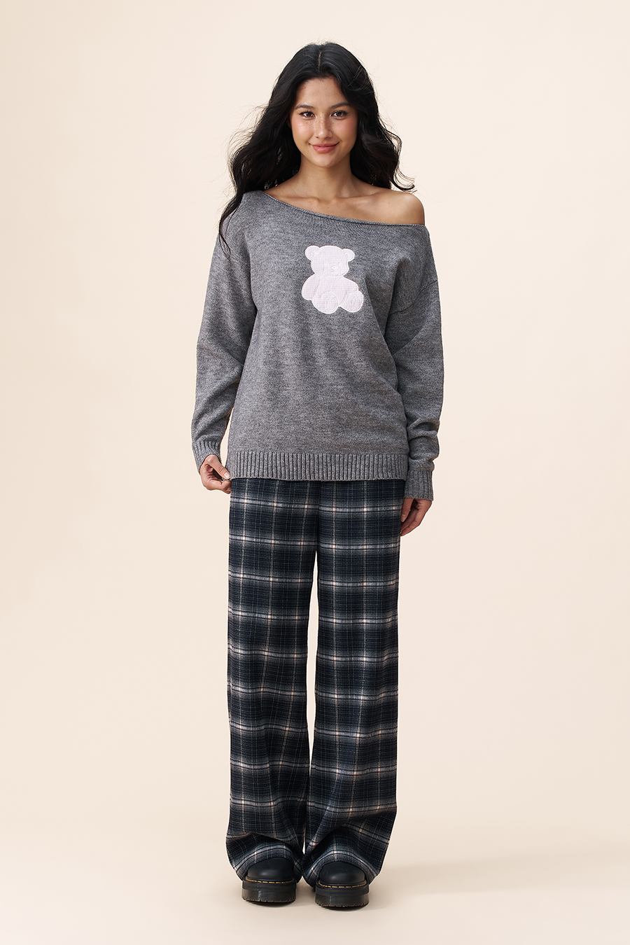 Drawstring Plaid Wide Leg Pants|yescci