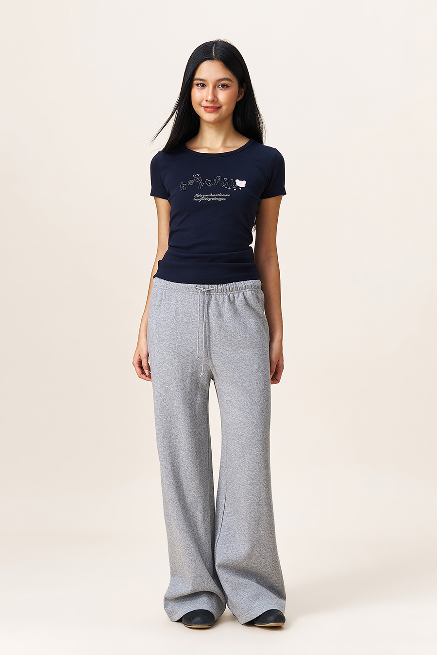 Elastic Waist Wide Leg Trousers|yescci