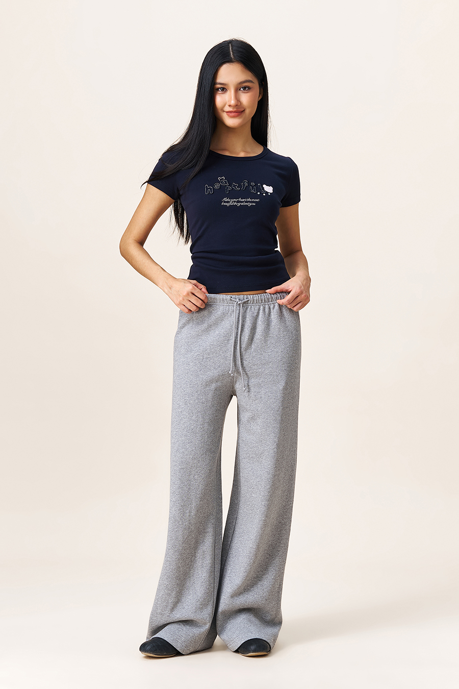 Elastic Waist Wide Leg Trousers|yescci