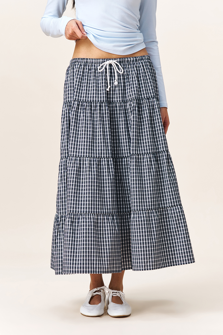 Vintage Gingham Layered Skirt|yescci