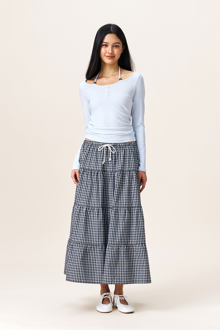 Vintage Gingham Layered Skirt|yescci