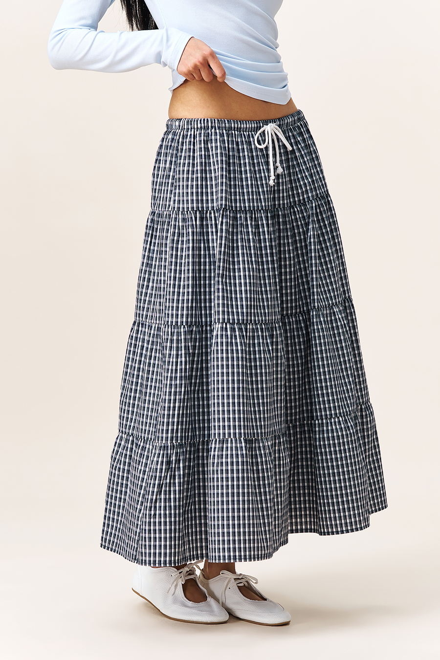 Vintage Gingham Layered Skirt|yescci