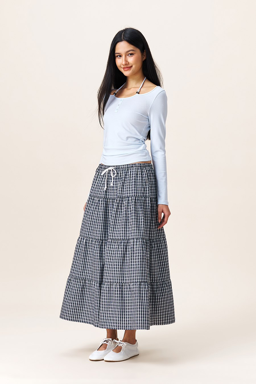 Vintage Gingham Layered Skirt|yescci