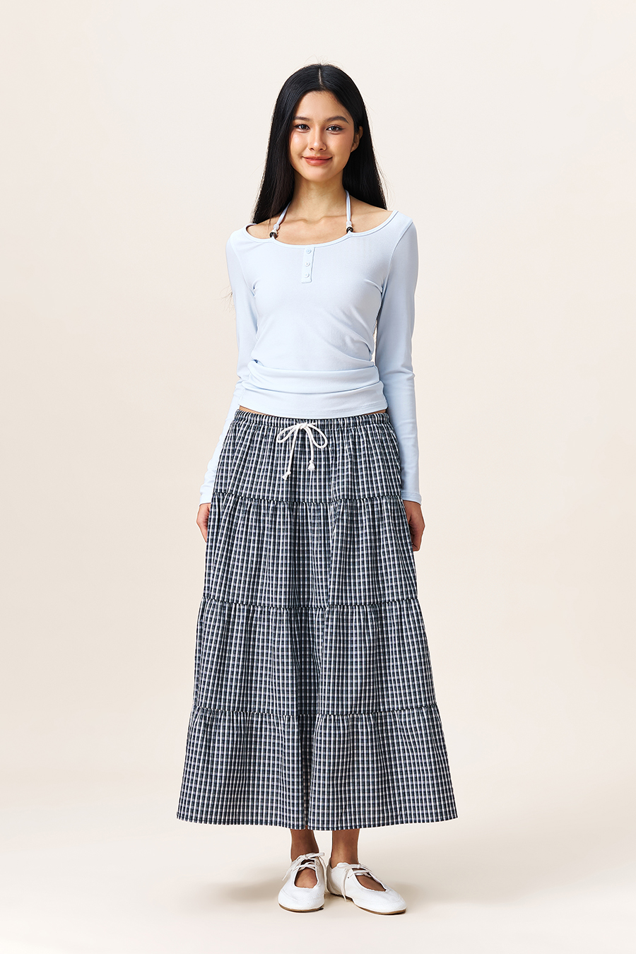 Vintage Gingham Layered Skirt|yescci