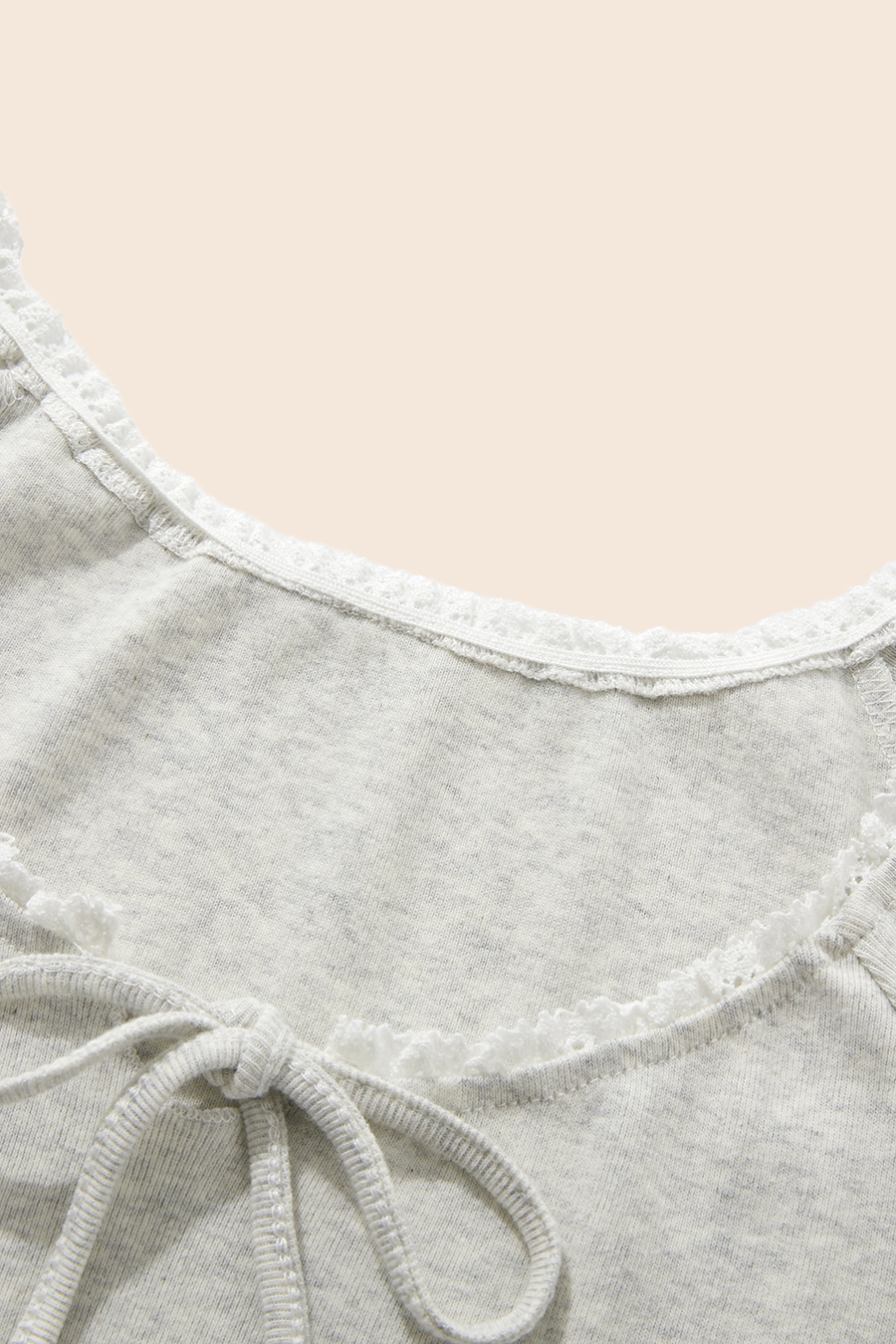 Lace Trim Bow Tie Top|yescci
