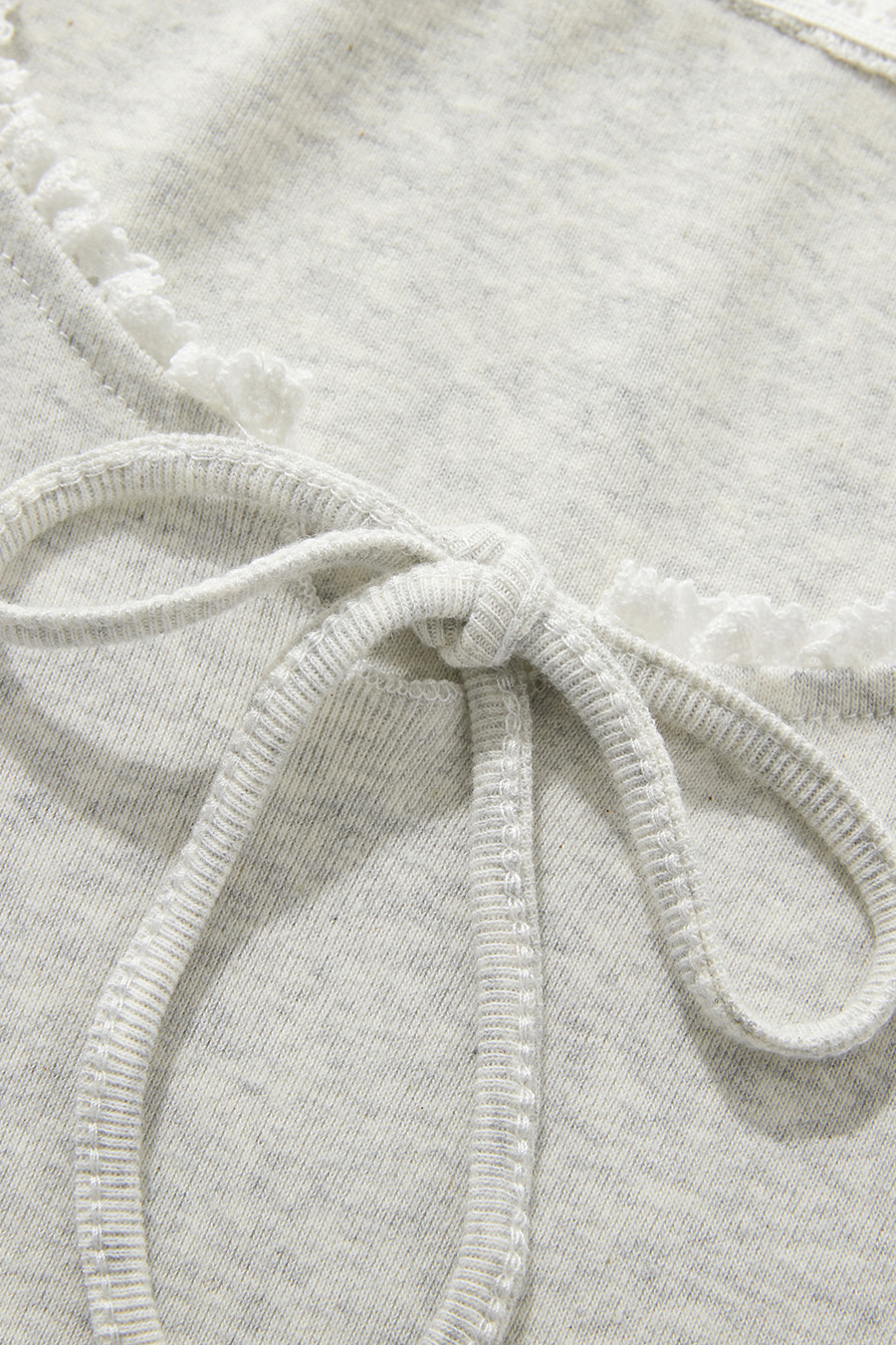 Lace Trim Bow Tie Top|yescci