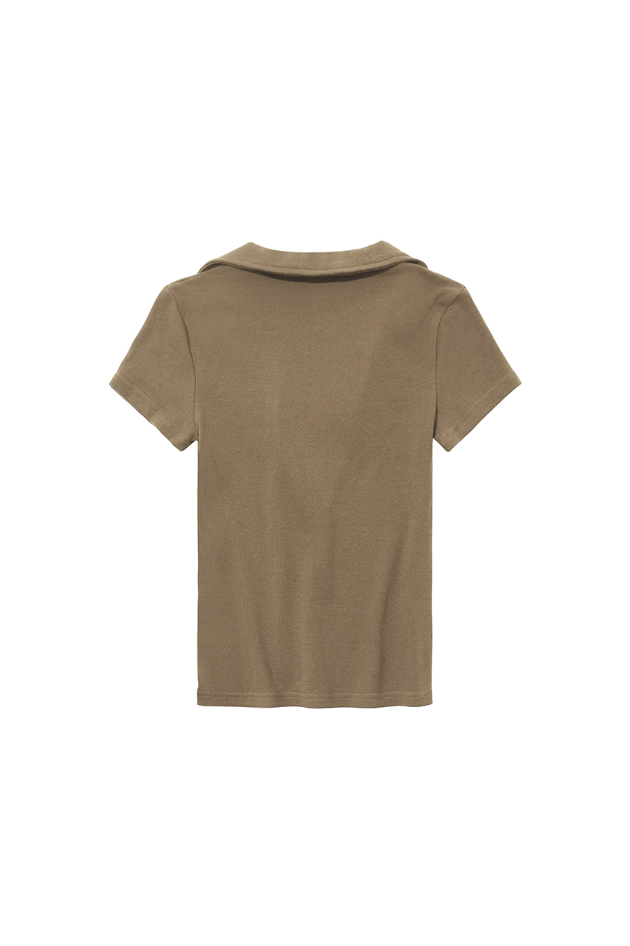 Button Placket Ribbed Polo Tee|yescci