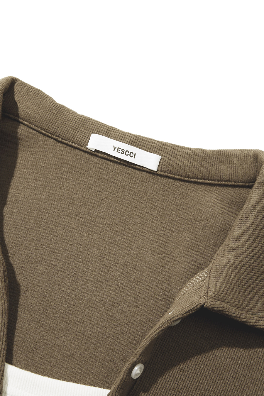 Button Placket Ribbed Polo Tee|yescci