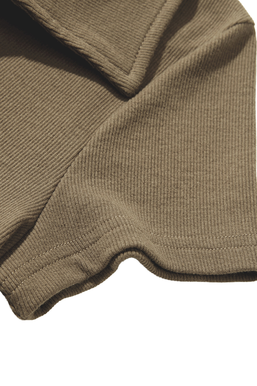 Button Placket Ribbed Polo Tee|yescci