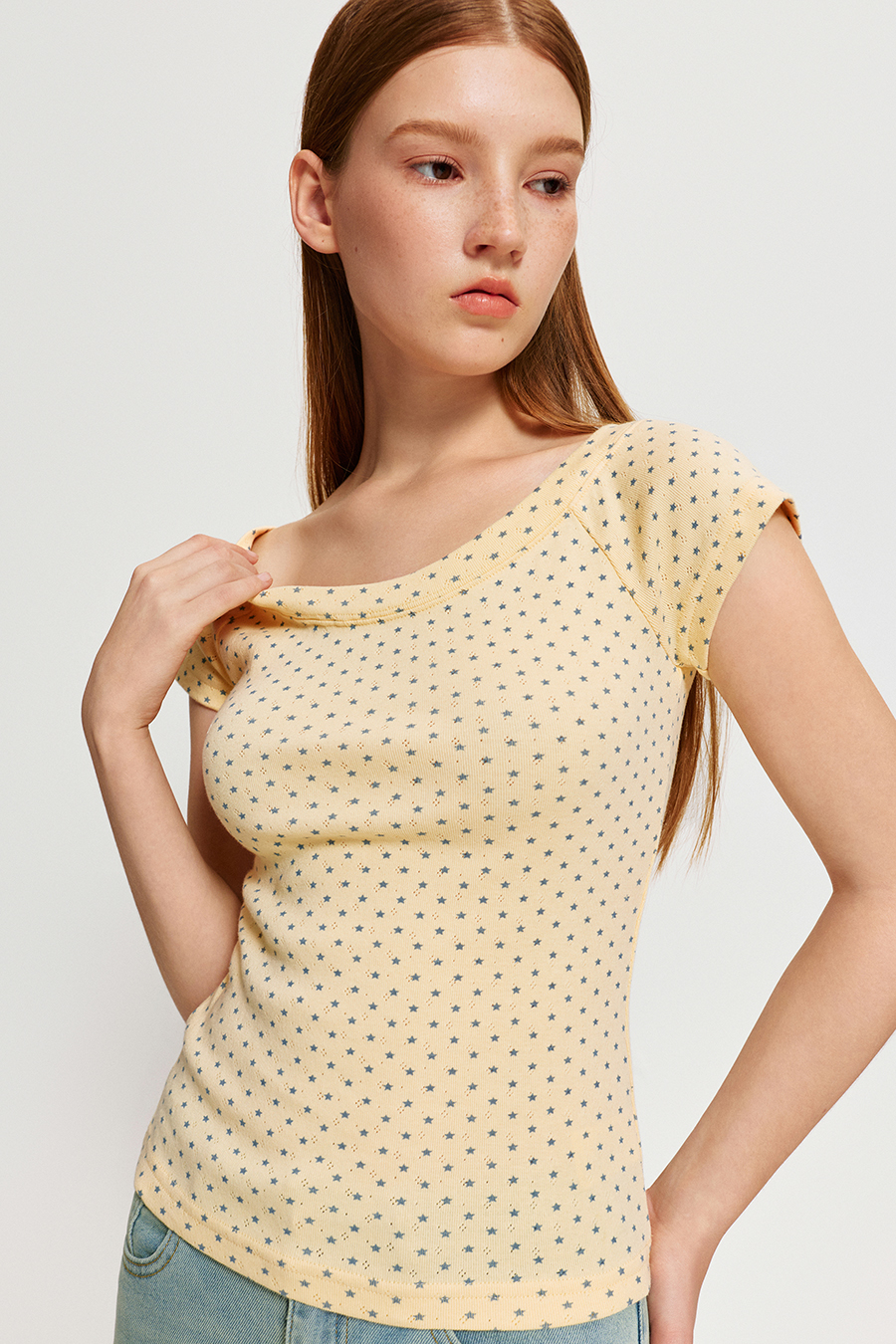 Polka Dot Off-Shoulder Tee|yescci