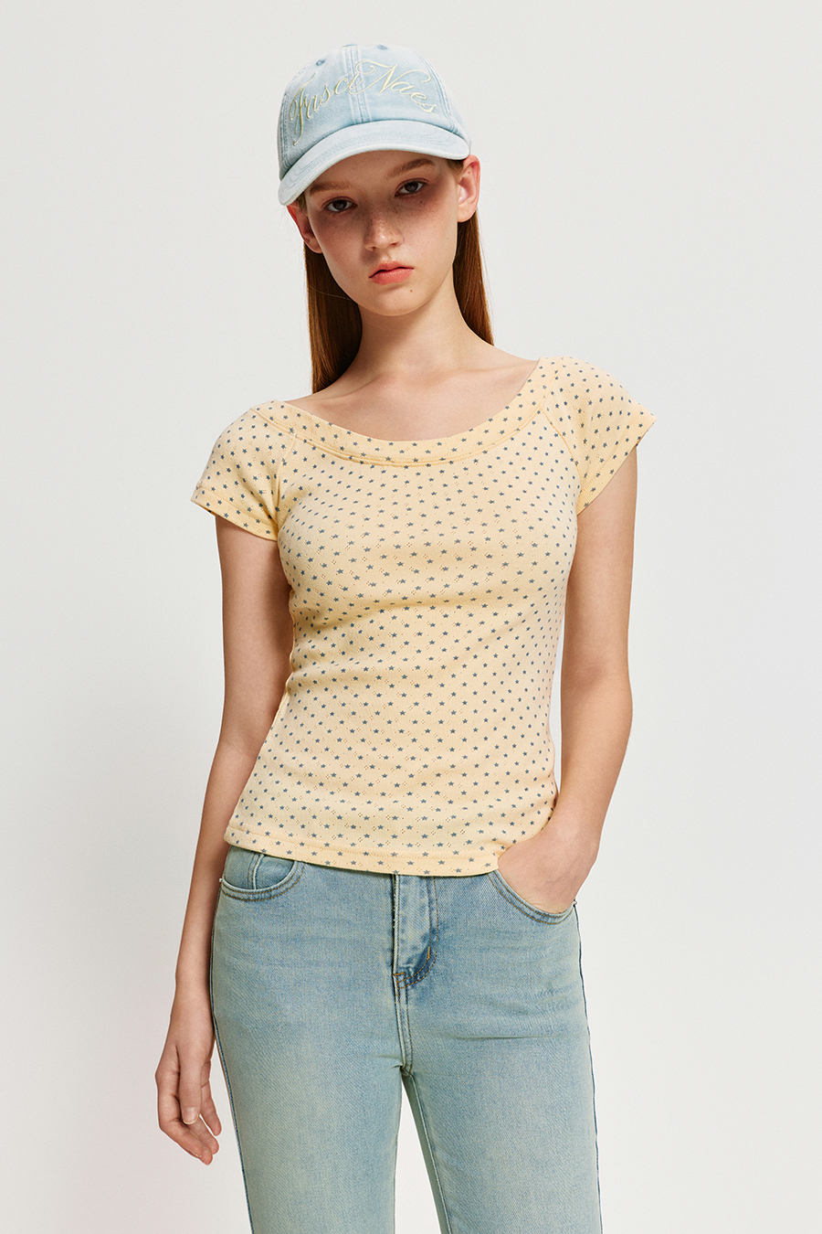 Polka Dot Off-Shoulder Tee|yescci