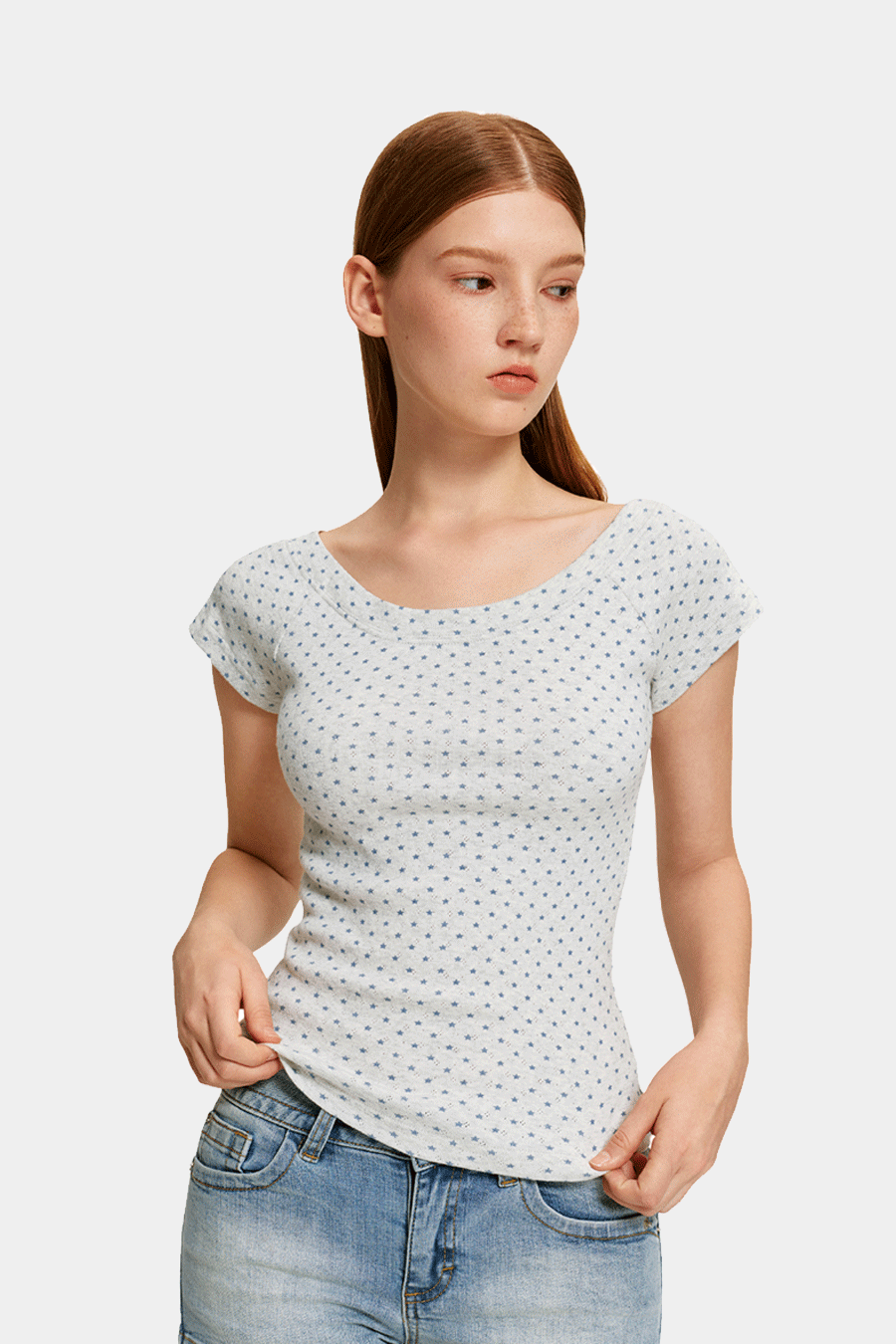 Polka Dot Off-Shoulder Tee|yescci