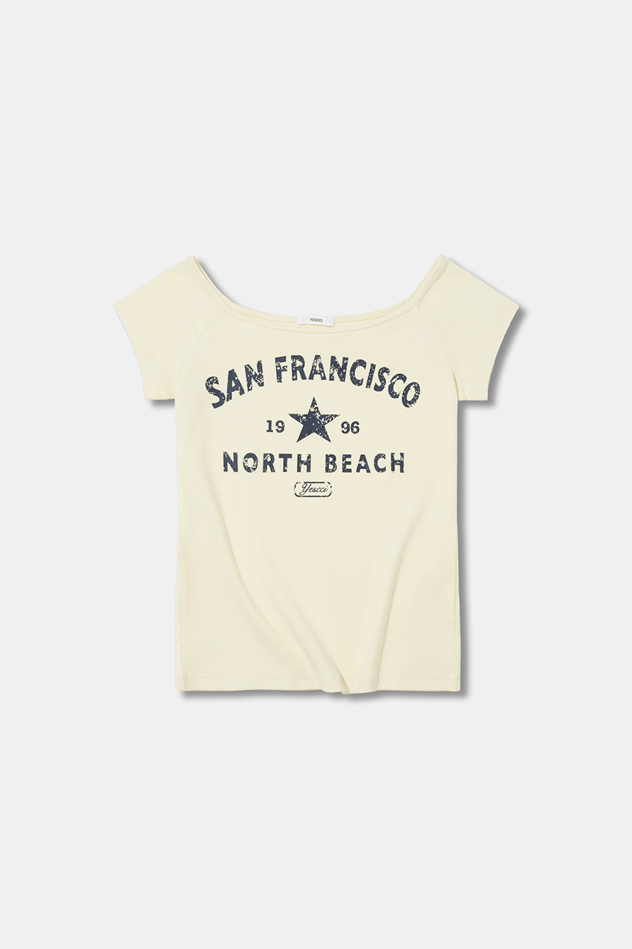 Vintage Letter Off-Shoulder Top|yescci
