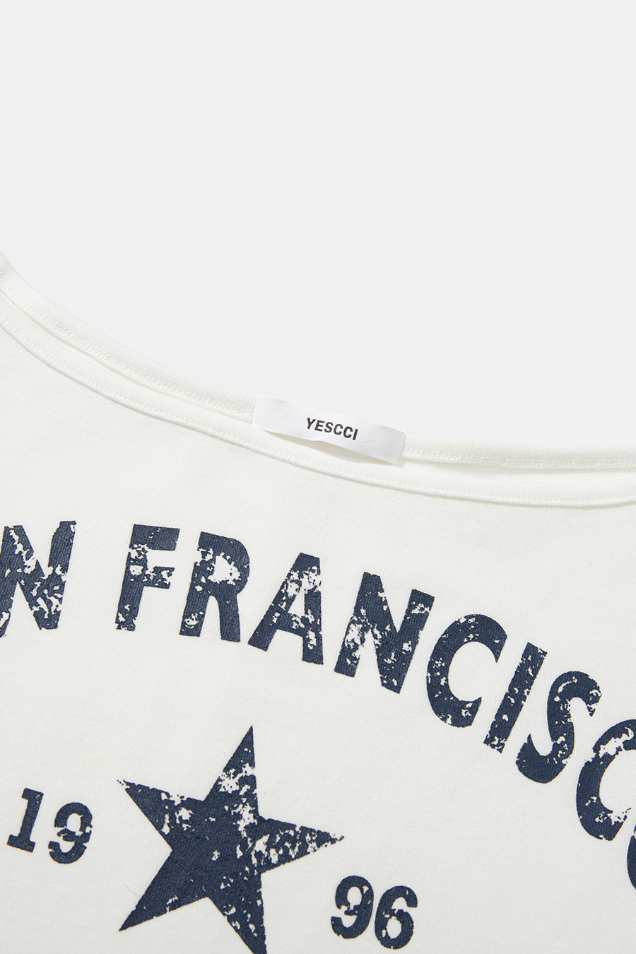 Vintage Letter Off-Shoulder Top|yescci