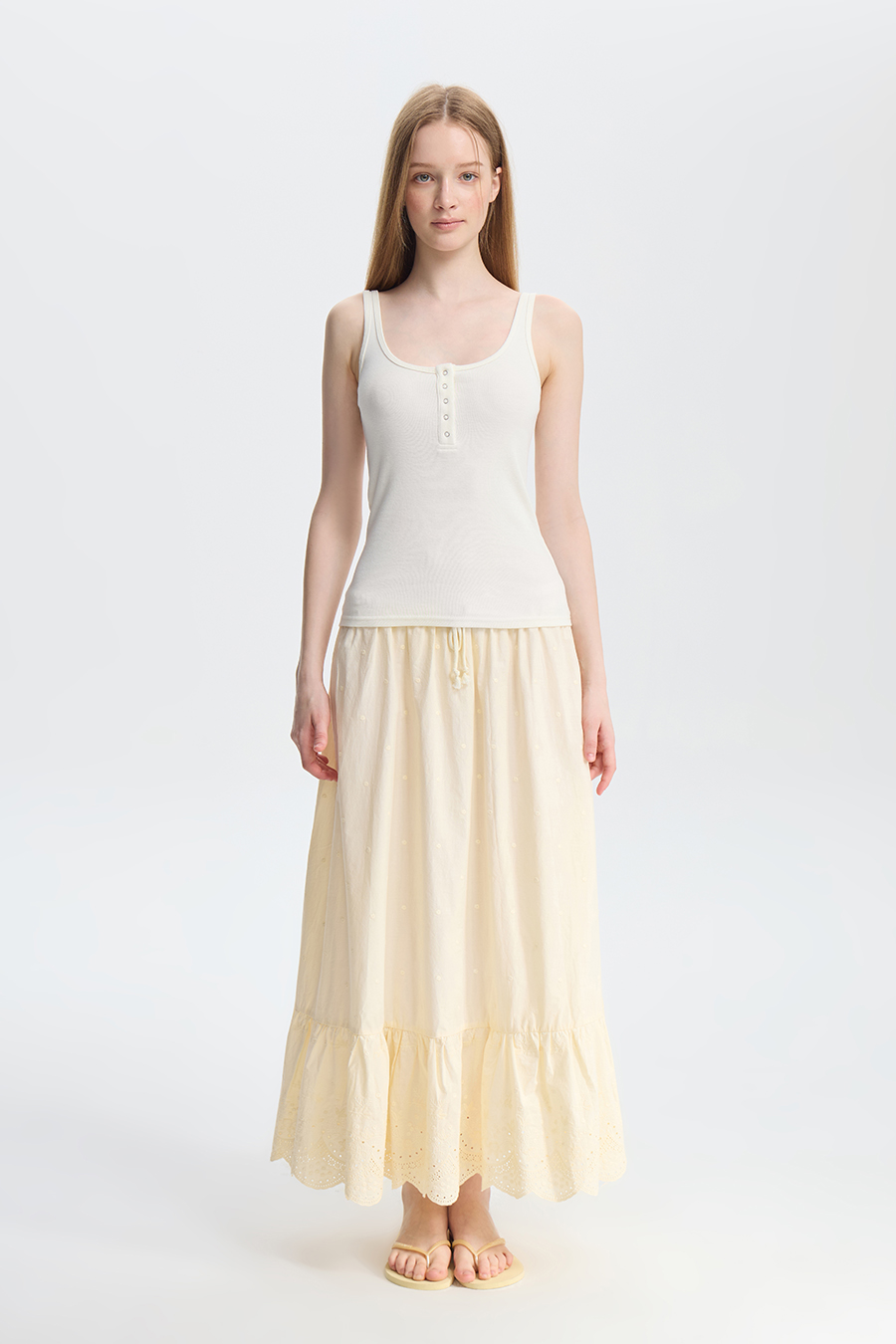 Henley U Neck Ribbed Cami