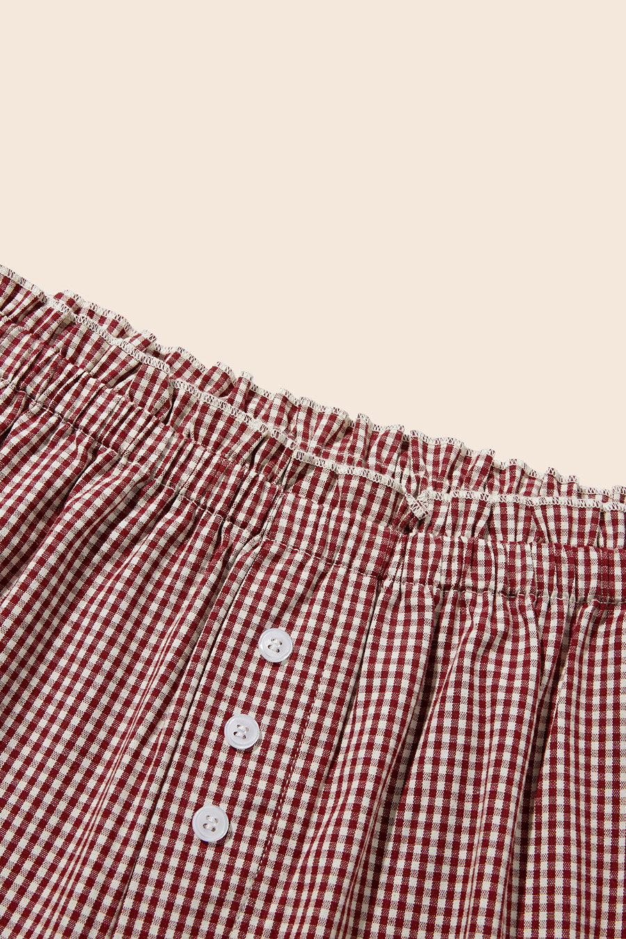 Button Detail Gingham Wide Leg Pants|yescci