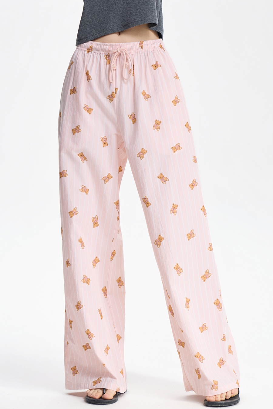 Bear Print Wide Leg Lounge Pants|yescci