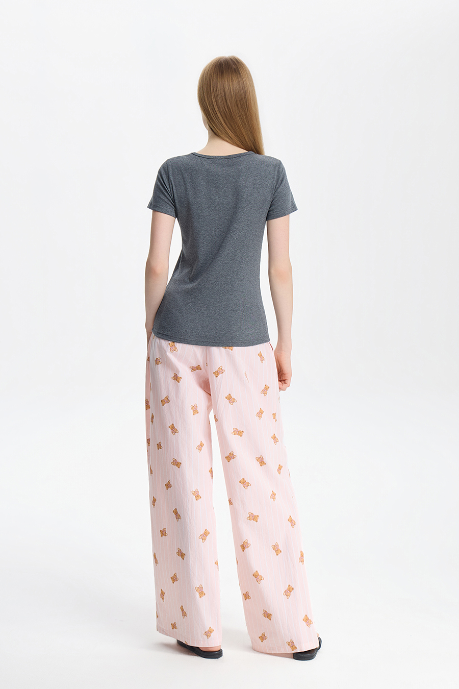 Bear Print Wide Leg Lounge Pants|yescci